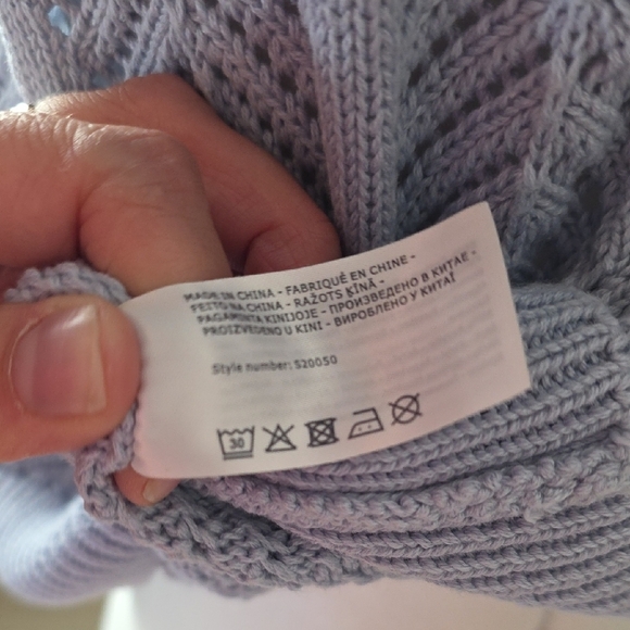 Garcia Knit Button Front Vest – Light Blue Pointelle – Size L - Picture 5 of 8